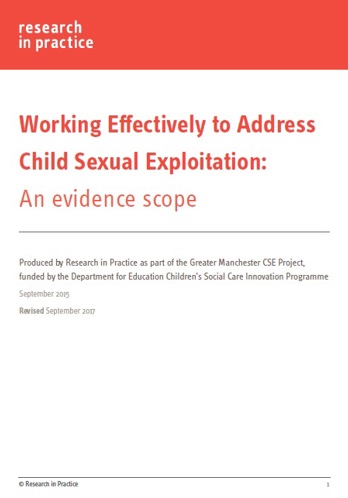 Working effectively to address child sexual exploitation: Evidence